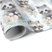 Schattigee Waterverf wasberen - Cadeaupapier (Rol Hoek)