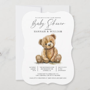 Schattigee Waterverf Weinig Beer Baby shower Kaart