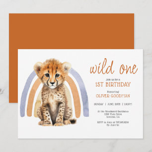Schattigee Waterverf Wild One Boy 1st Birthday Che Kaart