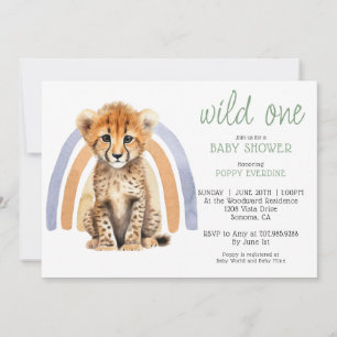 Schattigee Waterverf Wild One Cheetah Rainbow Kaart