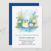 Schattigee Waterverf Wildflower Duck Boy Baby show Kaart (Voorkant / Achterkant)