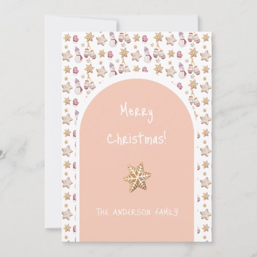 Schattigee Waterverf Winter Glowes Sneeuwman Cooki Feestdagenkaart (Voorkant)