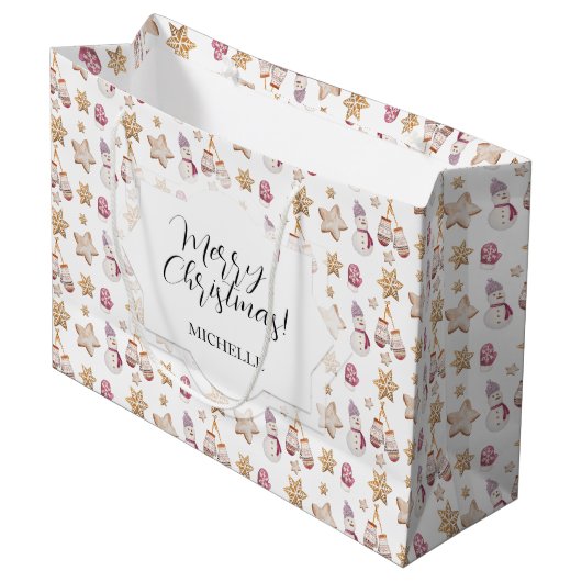 Schattigee Waterverf Winter Glowes Sneeuwman Cooki Groot Cadeauzakje (Voorkant Gekanteld)