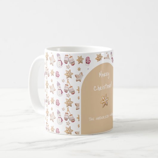 Schattigee Waterverf Winter Glowes Sneeuwman Cooki Koffiemok (Voorkant links)