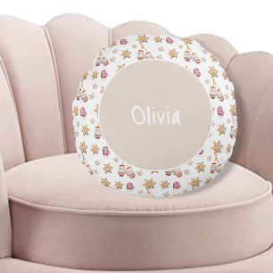 Schattigee Waterverf Winter Glowes Sneeuwman Cooki Rond Kussen