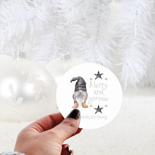 Schattigee Waterverf Winter Gnome Kerst Ronde Sticker