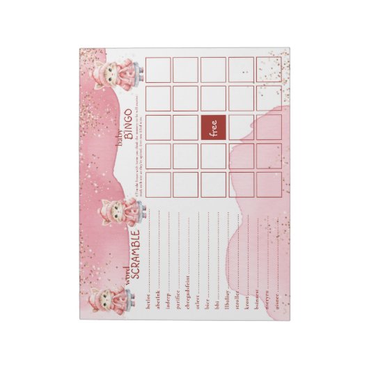 Schattigee Waterverf Winter Kitty Cat Baby shower Notitieblok (Gedraaid)