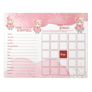 Schattigee Waterverf Winter Kitty Cat Baby shower Notitieblok