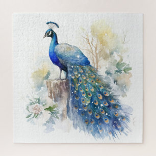 Schattigee Waterverf Winter Peacock Legpuzzel