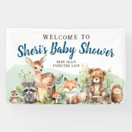 Schattigee Waterverf Woodland Animal Baby shower B Spandoek