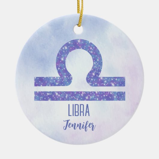 Schattigee Weegschaal Astrologie Teken Gepersonali Keramisch Ornament (Voorkant)