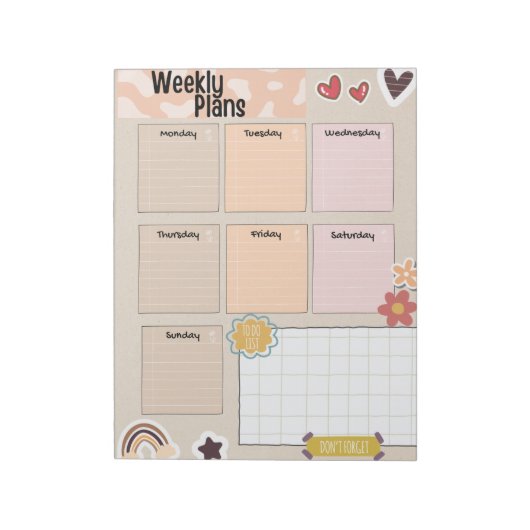 Schattigee weekplanner & to-do list Notitieblok (Gedraaid)