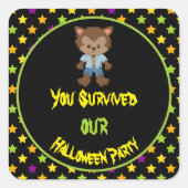 Schattigee weerwolf Boy Halloween Kostuumfeest Vierkante Sticker (Voorkant)