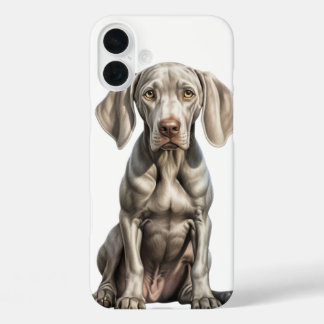 SCHATTIGEE WEIMARANER PUPPY ZITTEND HOND iPhone 16 PLUS HOESJE