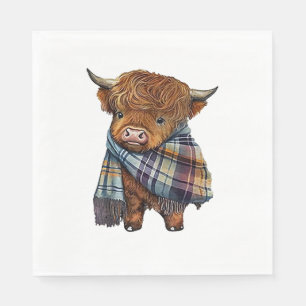 Schattigee West Highland Koe Baby met Plaid sjaal  Servet