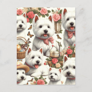 Schattigee West Highland White Terrier naadloos Briefkaart