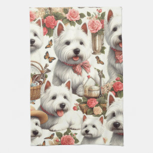 Schattigee West Highland White Terrier naadloos Theedoek