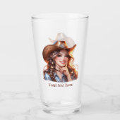 Schattigee Westerne Cowgirl tekst toevoegen Glas (Achterkant)