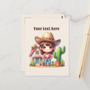 Schattigee Westerne Cowgirl voeg bericht toe Briefkaart