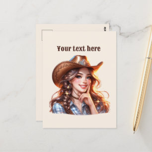 Schattigee Westerne Cowgirl voeg bericht toe Briefkaart