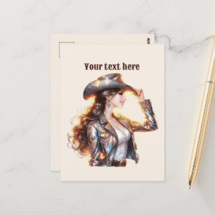 Schattigee Westerne Cowgirl voeg bericht toe Briefkaart