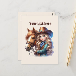 Schattigee Westerne Cowgirl voeg bericht toe Briefkaart