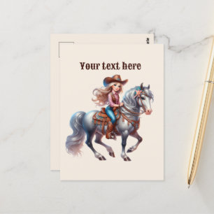 Schattigee Westerne Cowgirl voeg bericht toe Briefkaart