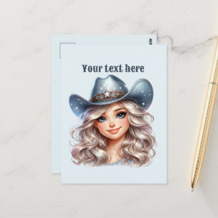 Schattigee Westerne Cowgirl voeg bericht toe Briefkaart