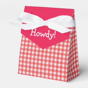 Schattigee Westerne look rood & wit gingham Bedankdoosjes