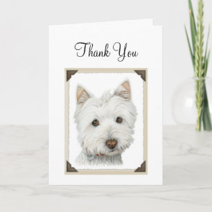 Schattigee Westie Dog met gescheurd papier randen  Bedankkaart