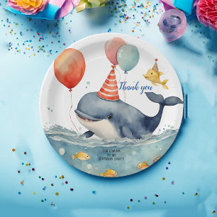 Schattigee Whale Boys Verjaardag Dank u Papieren Bordje