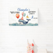 Schattigee Whale Boys Verjaardag Welkom Spandoek (Insitu)