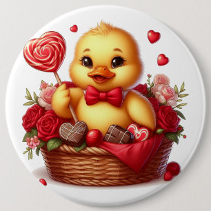 Schattigee/Whimisical Valentijnsdag eend Ronde Button 6,0 Cm