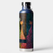 Schattigee Whimsical Cats met naam Waterfles (Links)