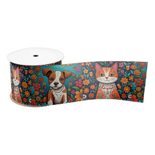 Schattigee Whimsical Folk Art Cat en Dog and Flowe Lint