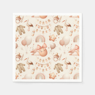 Schattigee Whimsy Baby shower Beige Papier Borden Servet