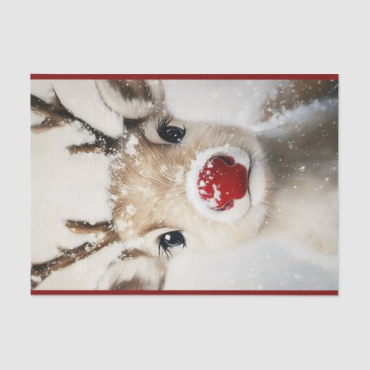 Schattigee Whimsy Rudolph Rendier in Sneeuw BW7 De Tissuepapier (Voorkant)