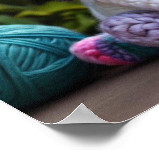 Schattigee whiskers: witte kitty kat gehaakt kleur poster (Hoek)