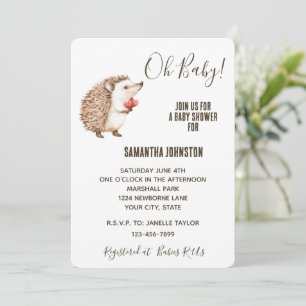 Schattigee White Cream Brown Hedgehog Hearts Baby  Kaart