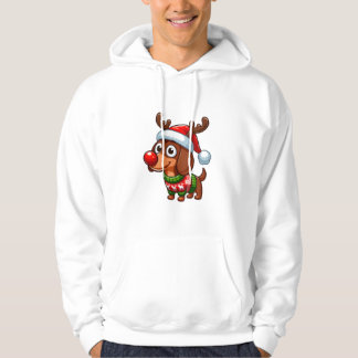 Schattigee Wiener Dog Rudolph Cartoon Hoodie
