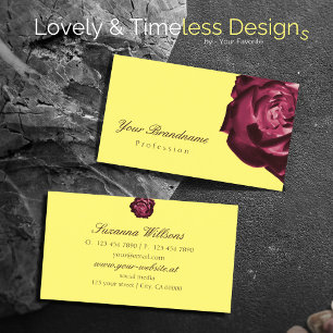 Schattigee Wijn Red Rose Plain Yellow Simple Visitekaartje