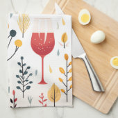 Schattigee wijnkopjes keukenhanddoek (Quarter Fold)