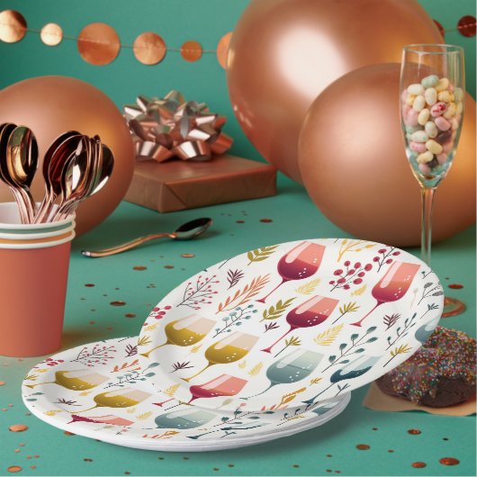 Schattigee wijnkopjes papier bord (Multi)