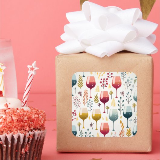 Schattigee wijnkopjes sticker (Feest)