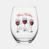 Schattigee wijnliefhebber / Vrolijk kerstfeest Wijnglas Zonder Voet (Voorkant)
