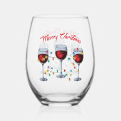 Schattigee wijnliefhebber / Vrolijk kerstfeest Wijnglas Zonder Voet (Achterkant)