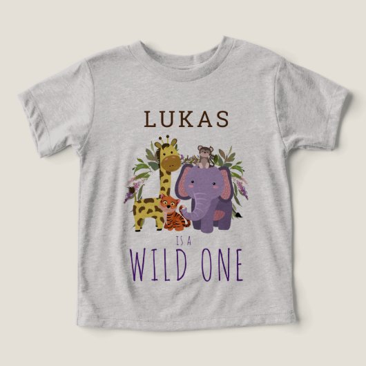 Schattigee Wild One Oerwoud Safari 1e verjaardagsf (Design voorkant)