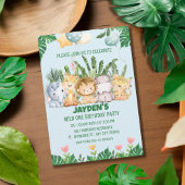 Schattigee Wild One Oerwoud Safari Dierenverjaarda Kaart