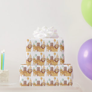 Schattigee wilde dieren verjaardag cadeaupapier