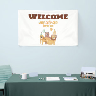 Schattigee wilde dieren verjaardag spandoek